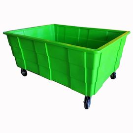 LLDPE 500L Plastic Industrial Laundry Trolley On Wheels With 2 Brakes